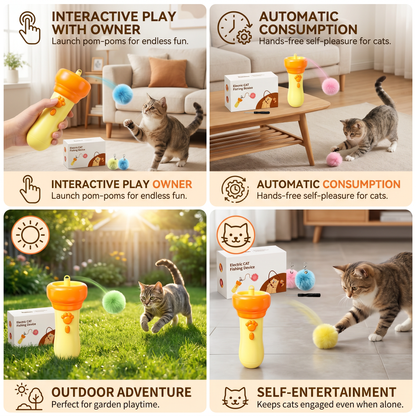 Interactive Pom-Pom Launcher Tod for Cats