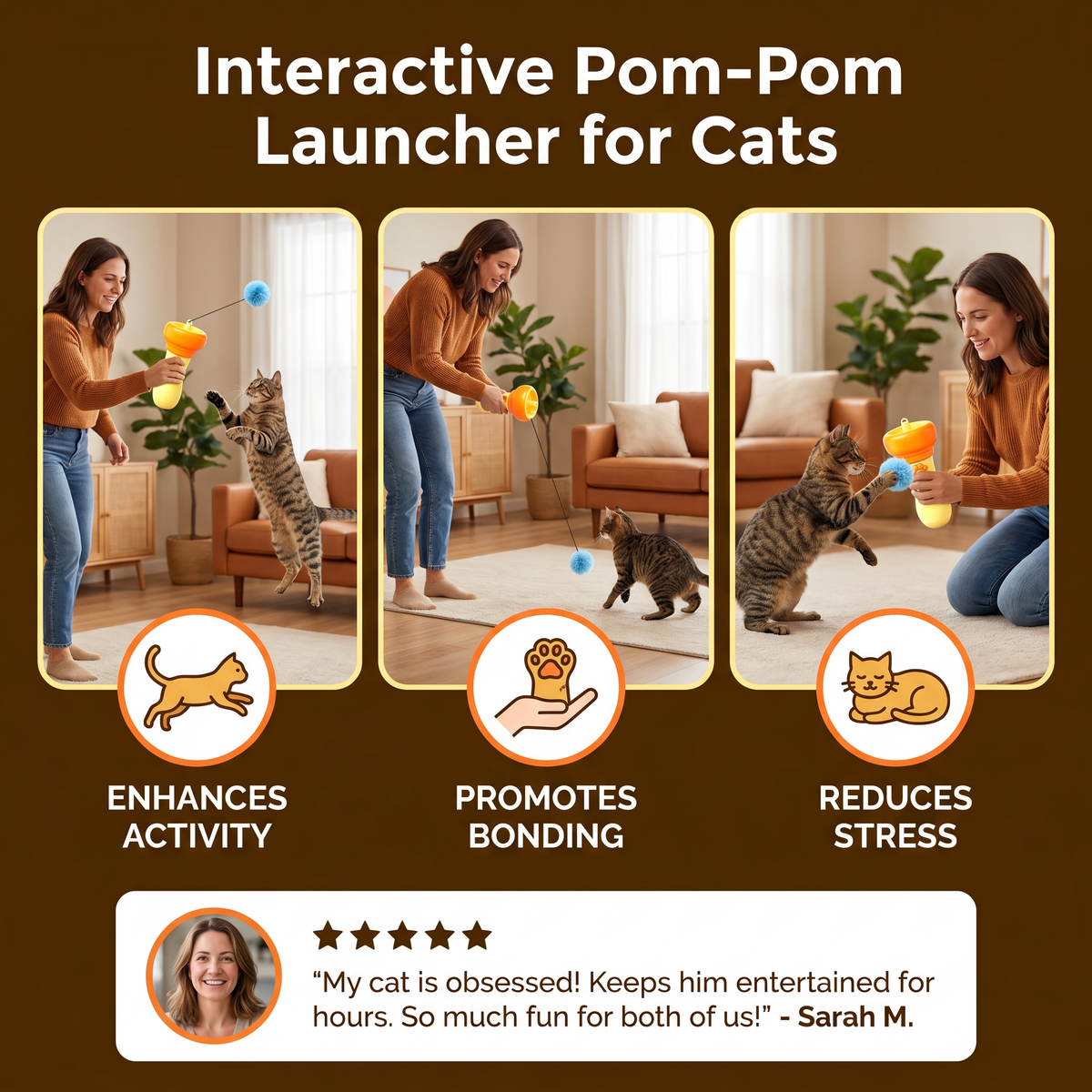 Interactive Pom-Pom Launcher Tod for Cats