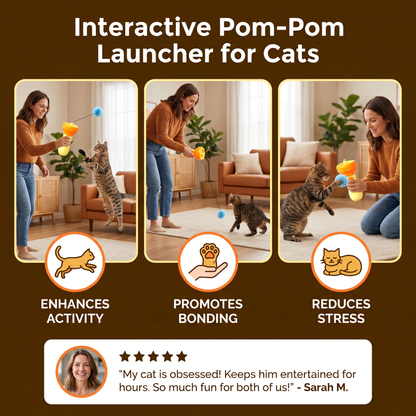 Interactive Pom-Pom Launcher Tod for Cats