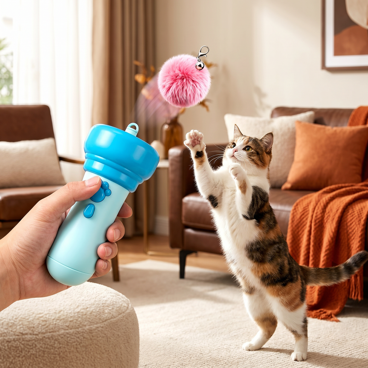 Interactive Pom-Pom Launcher Tod for Cats