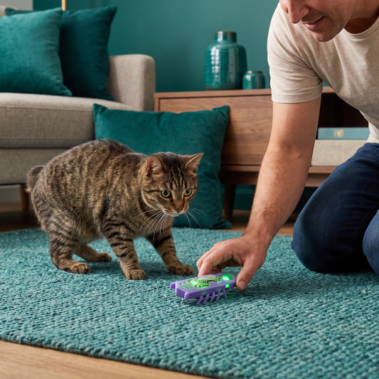 Interactive Electric Beetle Cat Toy with LED Lights and Automatic Moving Action