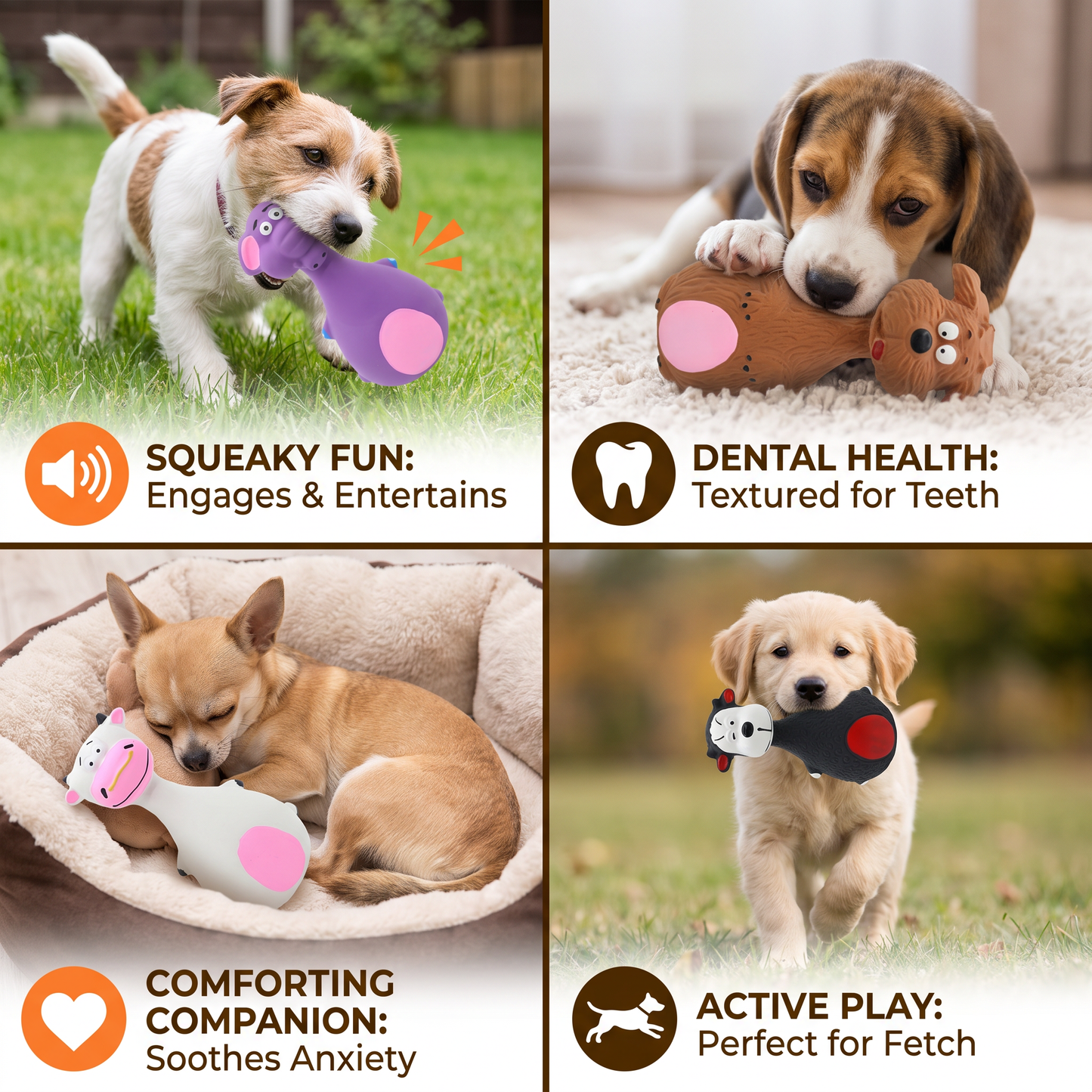 Durable Eco-Friendly Latex Squeaky Dental Dog Toy