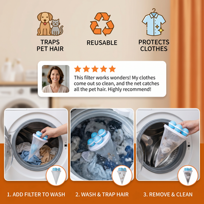 Pet Hair Laundry Filter for Washing Machines – Reusable Hair Catcher Bag