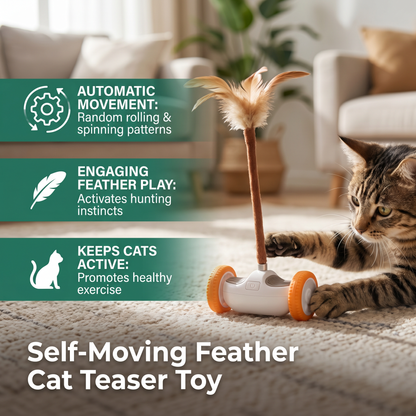 Self-Moving Feather Cat Teaser Toy