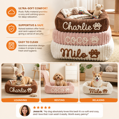 Personalized Fluffy Cloud Dog Bed with Soft Bolsters