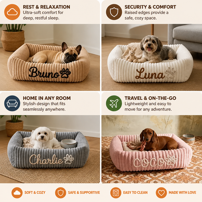 Personalized Fluffy Cloud Dog Bed with Soft Bolsters