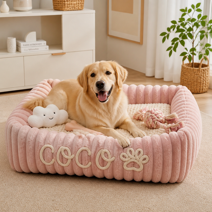 Personalized Fluffy Cloud Dog Bed with Soft Bolsters