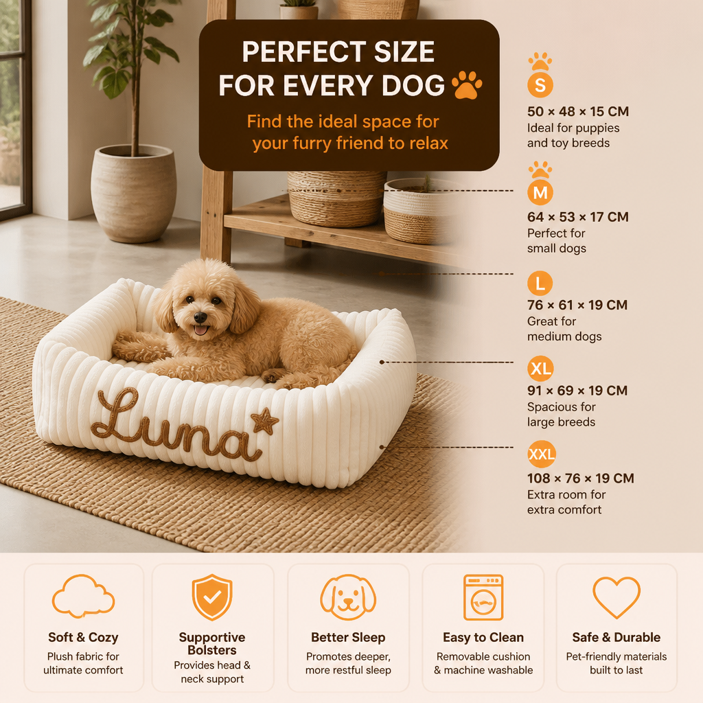 Personalized Fluffy Cloud Dog Bed with Soft Bolsters