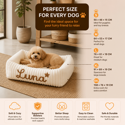 Personalized Fluffy Cloud Dog Bed with Soft Bolsters