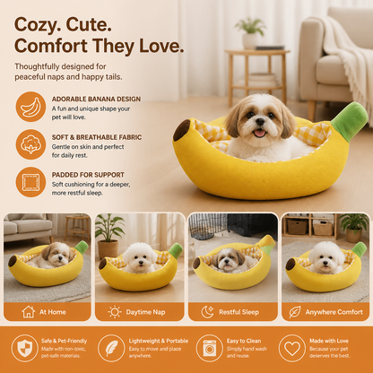 Banana-Shaped Cozy Pet Bed for Dogs
