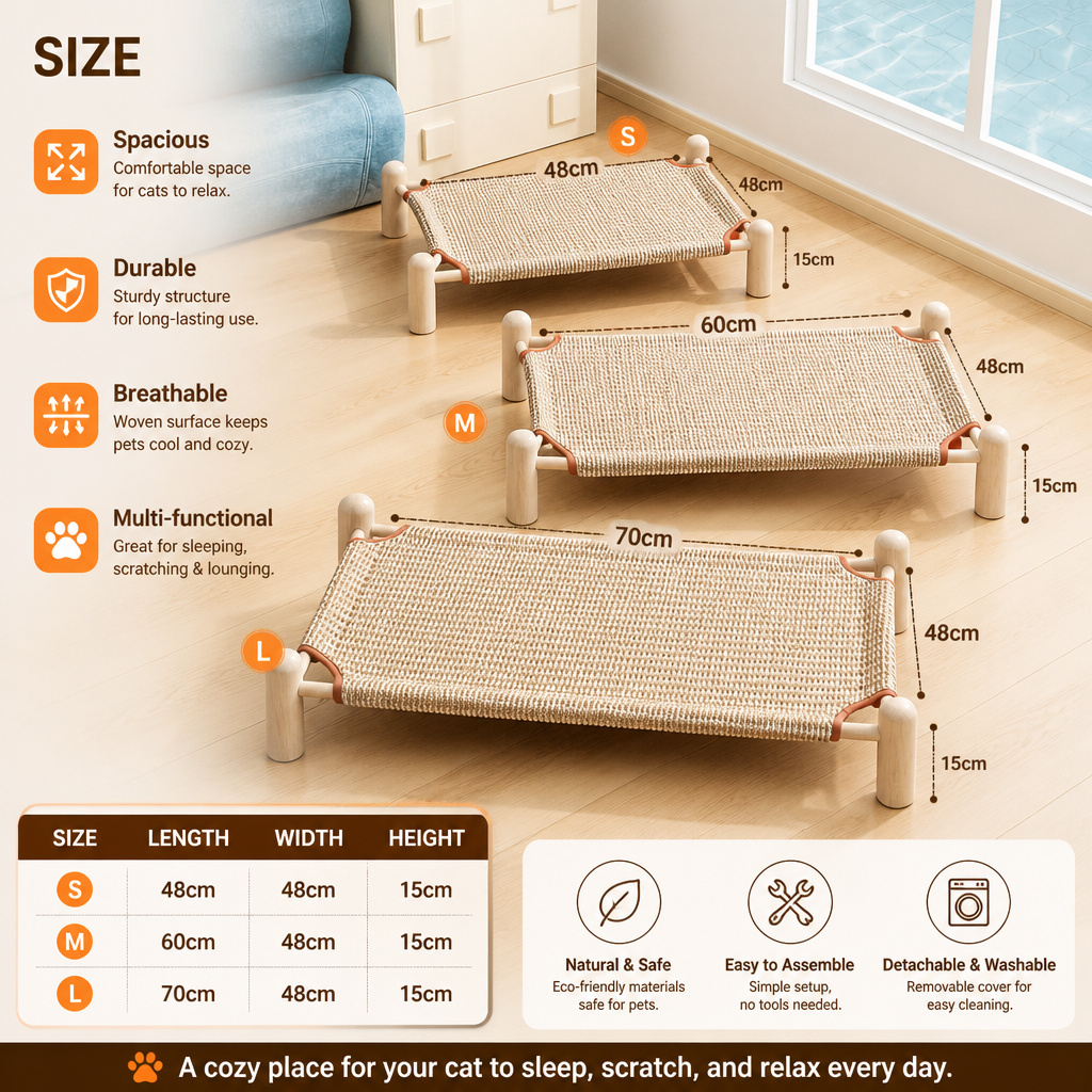 Wear-resistant detachable and durable cat pet sleeping bed with cat scratching board