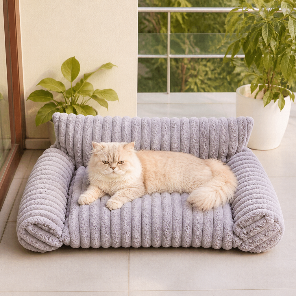 Fluffy Cloud Cat Sofa Bed with Soft Bolsters & Washable Covers