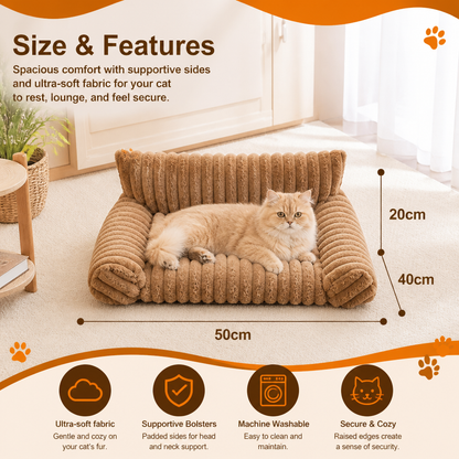 Fluffy Cloud Cat Sofa Bed with Soft Bolsters & Washable Covers