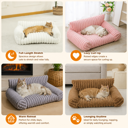 Fluffy Cloud Cat Sofa Bed with Soft Bolsters & Washable Covers