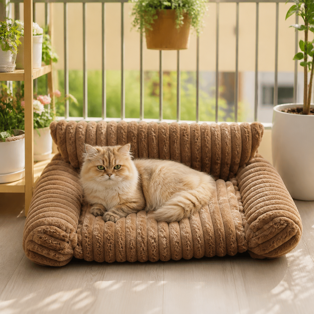 Fluffy Cloud Cat Sofa Bed with Soft Bolsters & Washable Covers