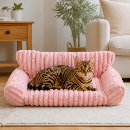 Fluffy Cloud Cat Sofa Bed with Soft Bolsters & Washable Covers