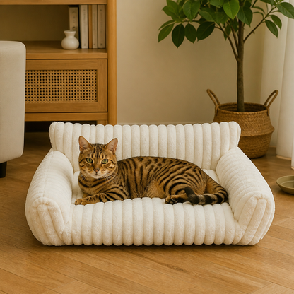 Fluffy Cloud Cat Sofa Bed with Soft Bolsters & Washable Covers