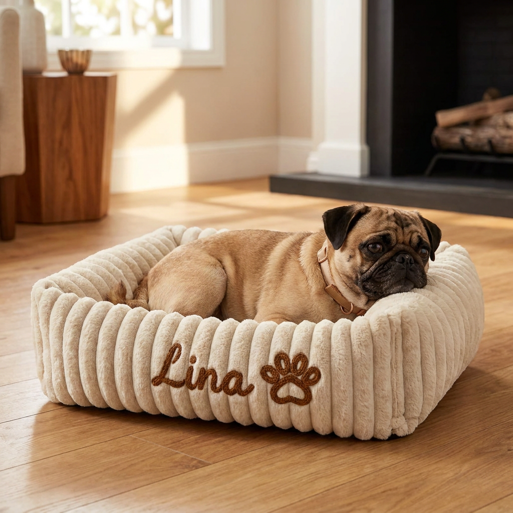 Personalized Fluffy Cloud Dog Bed with Soft Bolsters