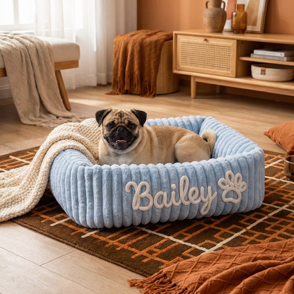 Personalized Fluffy Cloud Dog Bed with Soft Bolsters