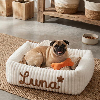 Personalized Fluffy Cloud Dog Bed with Soft Bolsters