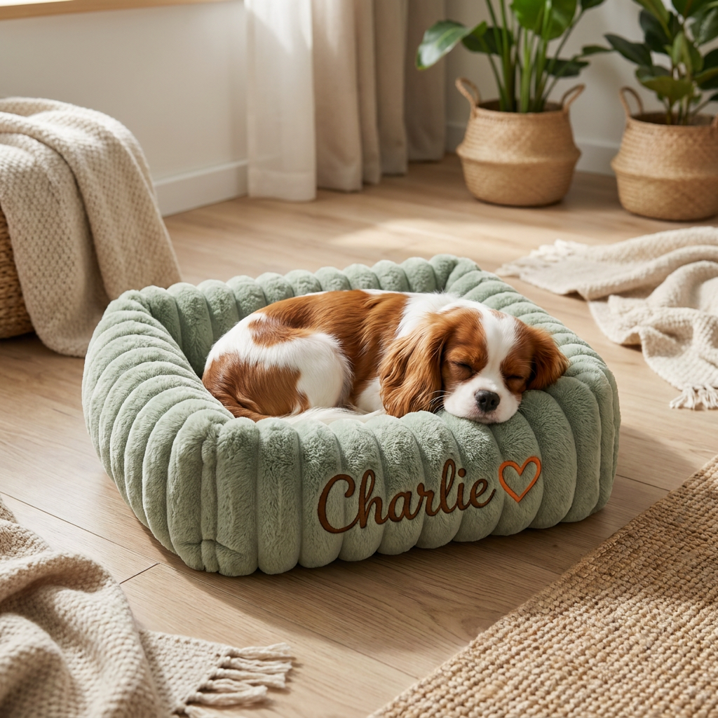 Personalized Fluffy Cloud Dog Bed with Soft Bolsters
