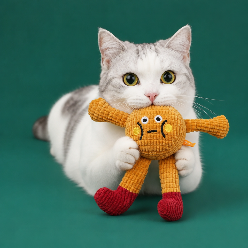 Crinkle Waffle Cat Toy with Catnip Pocket and Squeaky Sound