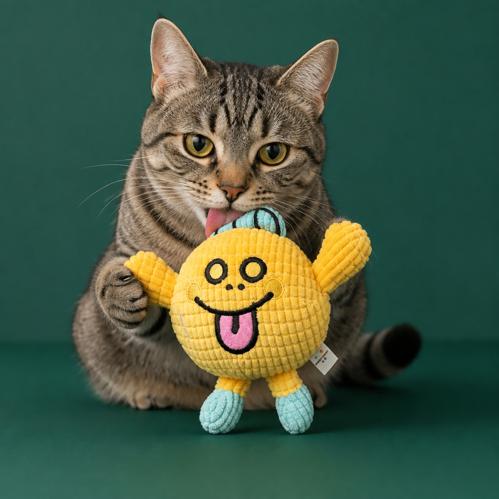 Crinkle Waffle Cat Toy with Catnip Pocket and Squeaky Sound