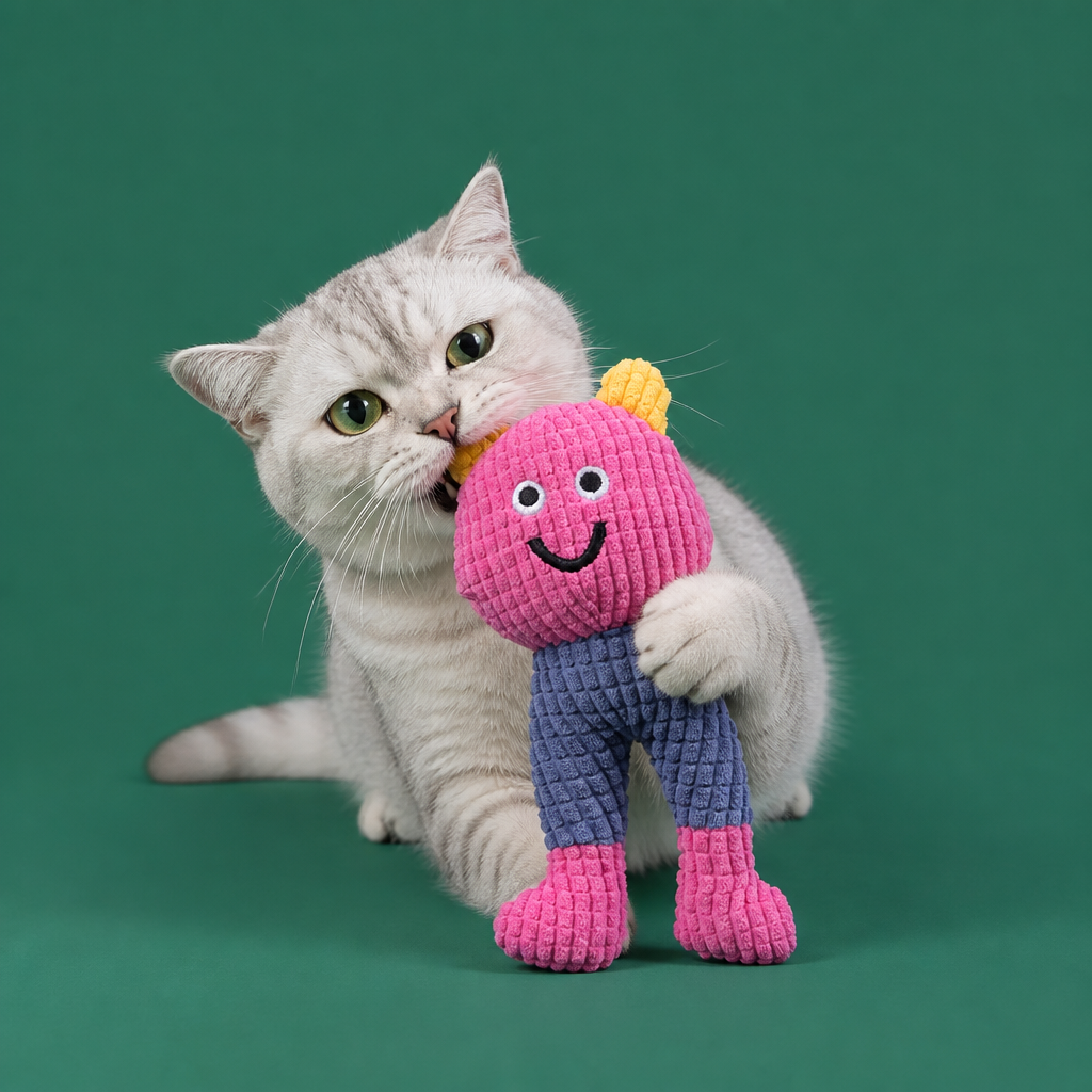 Crinkle Waffle Cat Toy with Catnip Pocket and Squeaky Sound