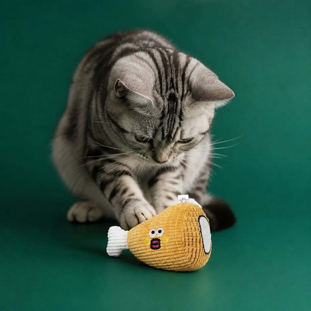 Crinkle Waffle Cat Toy with Catnip Pocket and Squeaky Sound