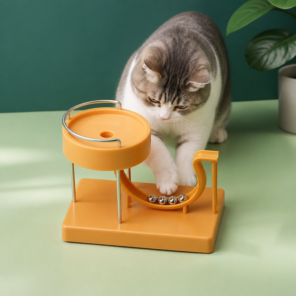 Marble run cat toy for endless fun