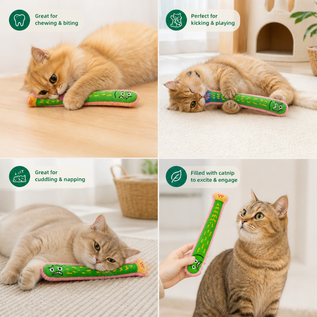 Catnip Crinkle Kicker Toy – Plush Cat Kick & Cuddle Toy