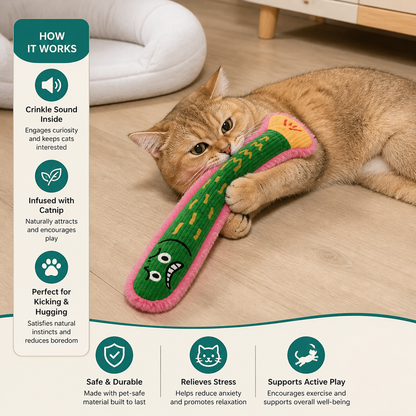 Catnip Crinkle Kicker Toy – Plush Cat Kick & Cuddle Toy