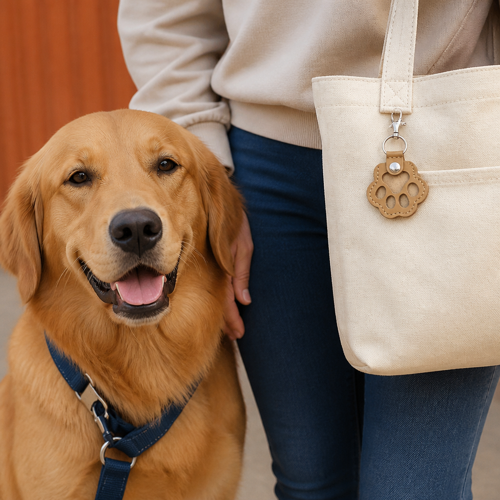 Leather Memorial Pet Hair Storage Keychain