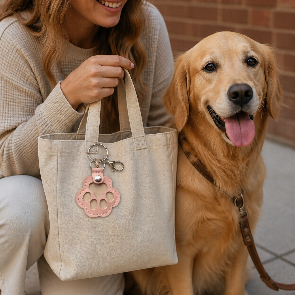 Leather Memorial Pet Hair Storage Keychain