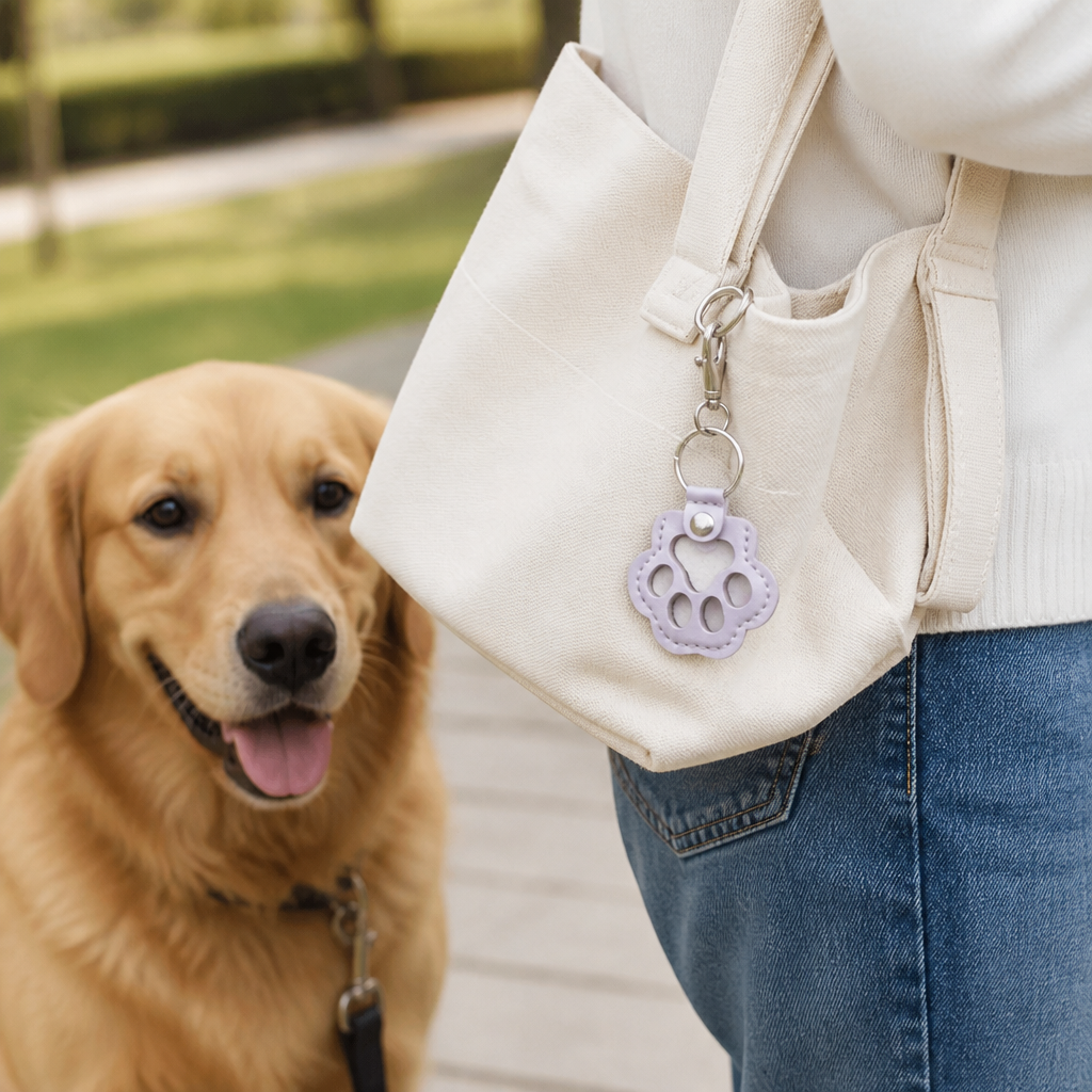 Leather Memorial Pet Hair Storage Keychain