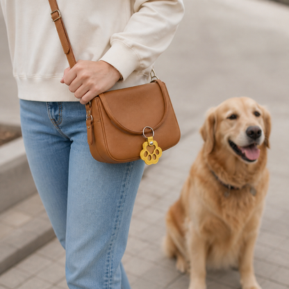 Leather Memorial Pet Hair Storage Keychain