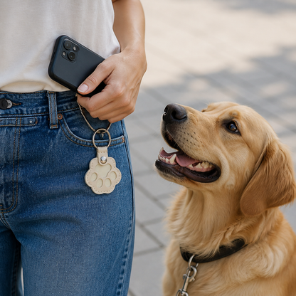 Leather Memorial Pet Hair Storage Keychain