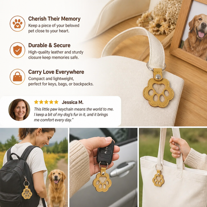 Leather Memorial Pet Hair Storage Keychain