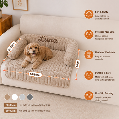 Personalized Fluffy Dog Sofa Bed & Protective Couch Cover