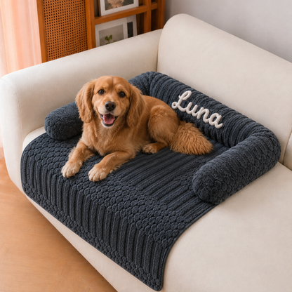 Personalized Fluffy Dog Sofa Bed & Protective Couch Cover