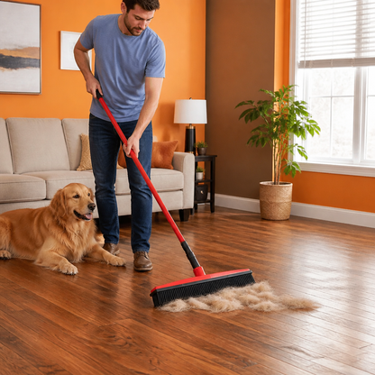 Telescopic Pet Hair Removal Broom – Multi-Surface Cleaner for Carpet, Sofa & Dog Bed