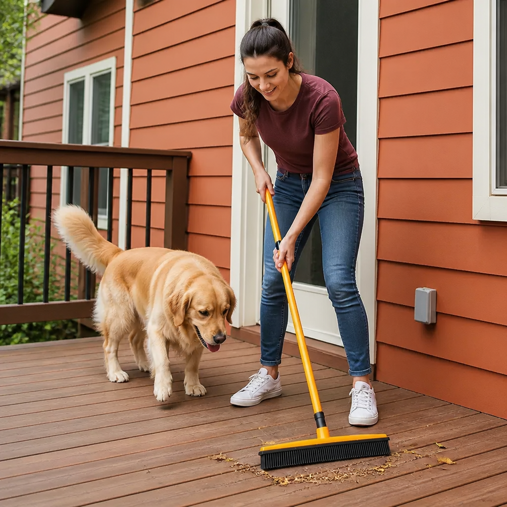 Telescopic Pet Hair Removal Broom – Multi-Surface Cleaner for Carpet, Sofa & Dog Bed