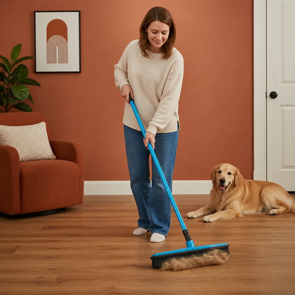 Telescopic Pet Hair Removal Broom – Multi-Surface Cleaner for Carpet, Sofa & Dog Bed