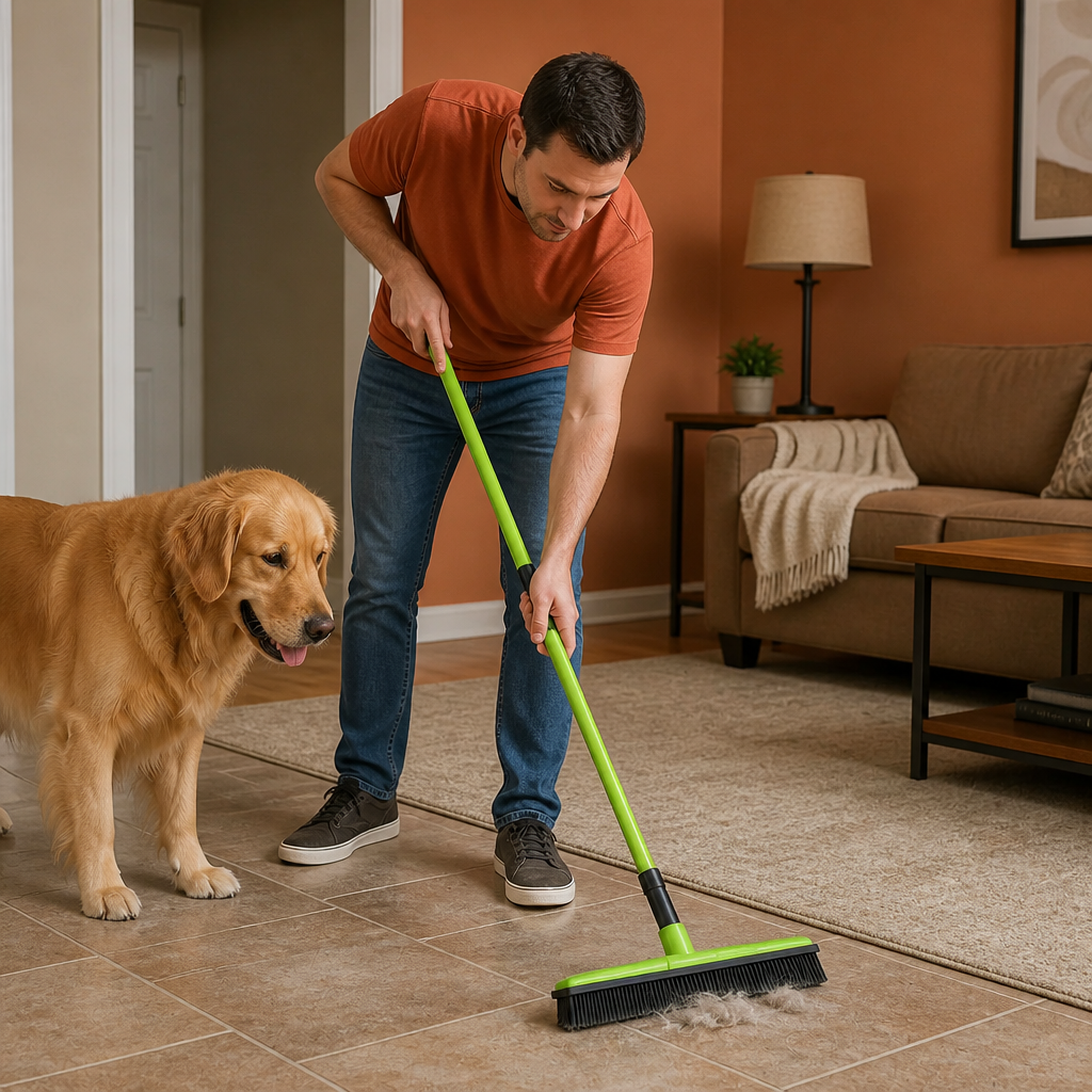Telescopic Pet Hair Removal Broom – Multi-Surface Cleaner for Carpet, Sofa & Dog Bed