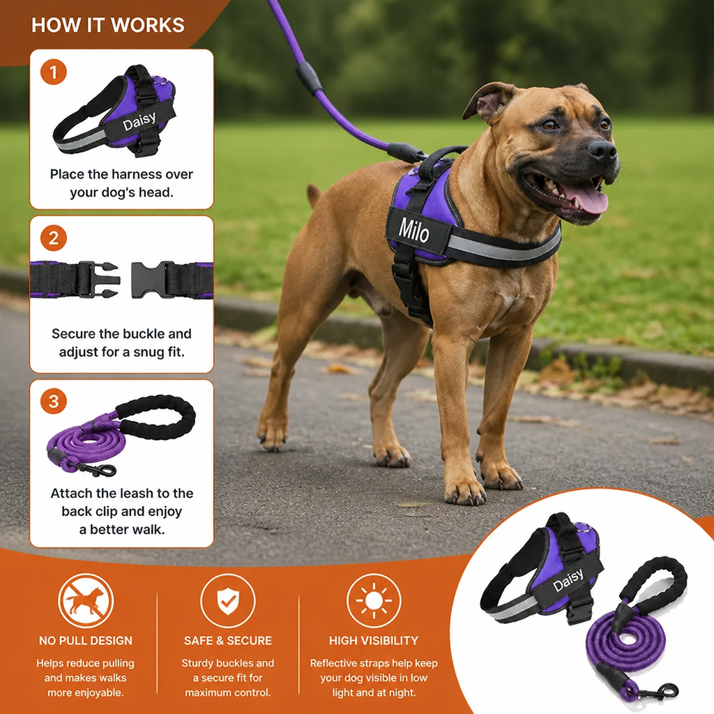 Personalized No-Pull Dog Harness for Easier Walks