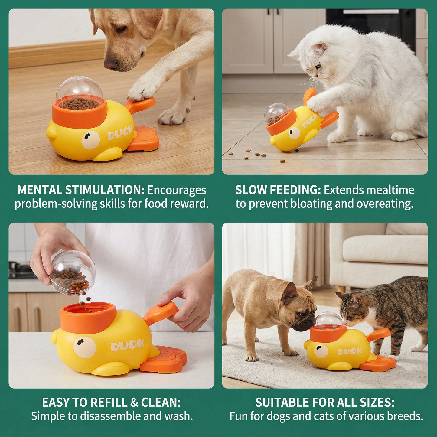 Interactive Pet Puzzle Feeder – Slow Feeding Duck Toy for Dogs & Cats