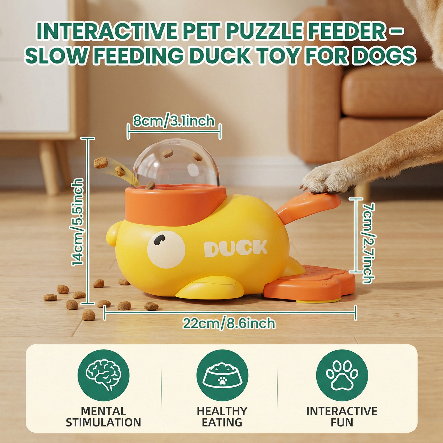 Interactive Pet Puzzle Feeder – Slow Feeding Duck Toy for Dogs & Cats