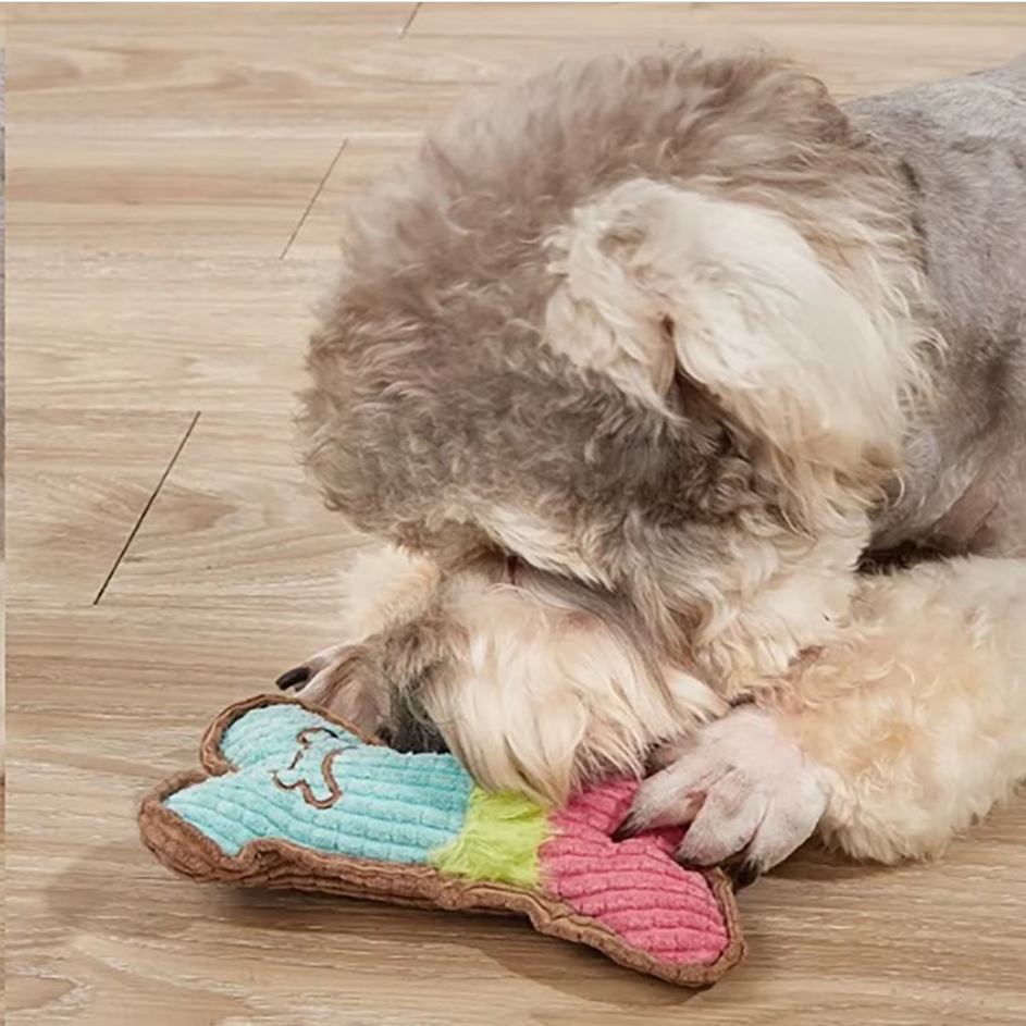 Soft Squeaker Dog Toy - Robust Chew Cushion In Bone Shape