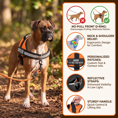 Personalized No-Pull Dog Harness with Front D-Ring – Designed for Neck & Shoulder Relief