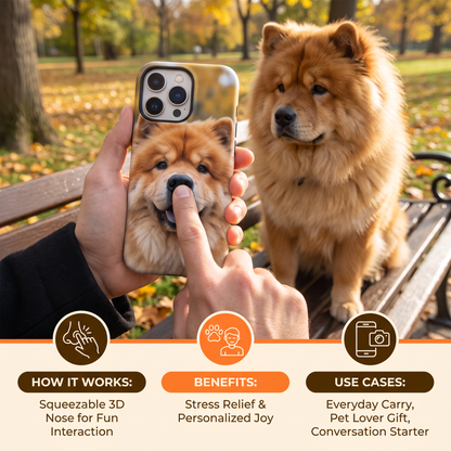 Personalized Pet Photo Phone Case with 3D Squeezable Nose